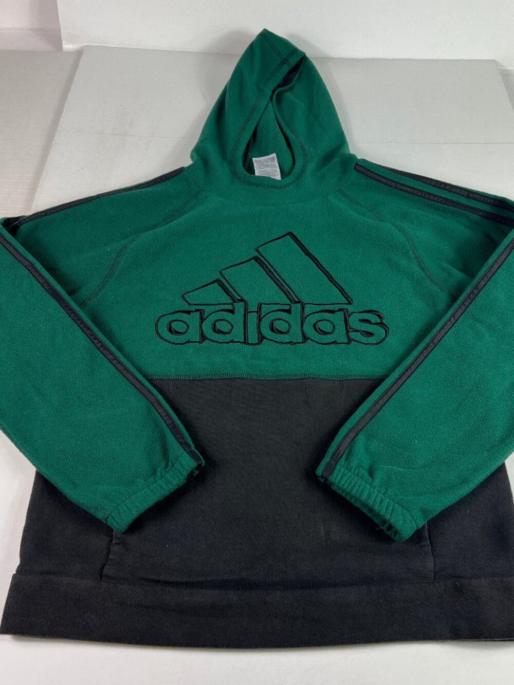 Adidas Sweatshirt Youth Extra Large Green & Black Faded Logo Pullover Hoodie